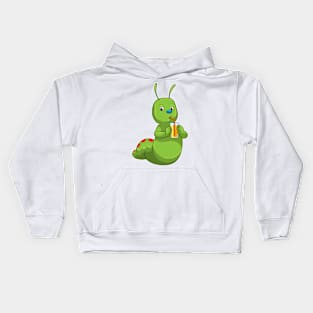 Caterpillar with Glass of Orange juice Kids Hoodie